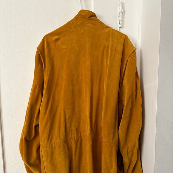 Caramel Oversized Suede Jacket w/adjustable fit and pockets - Picture 3 of 16
